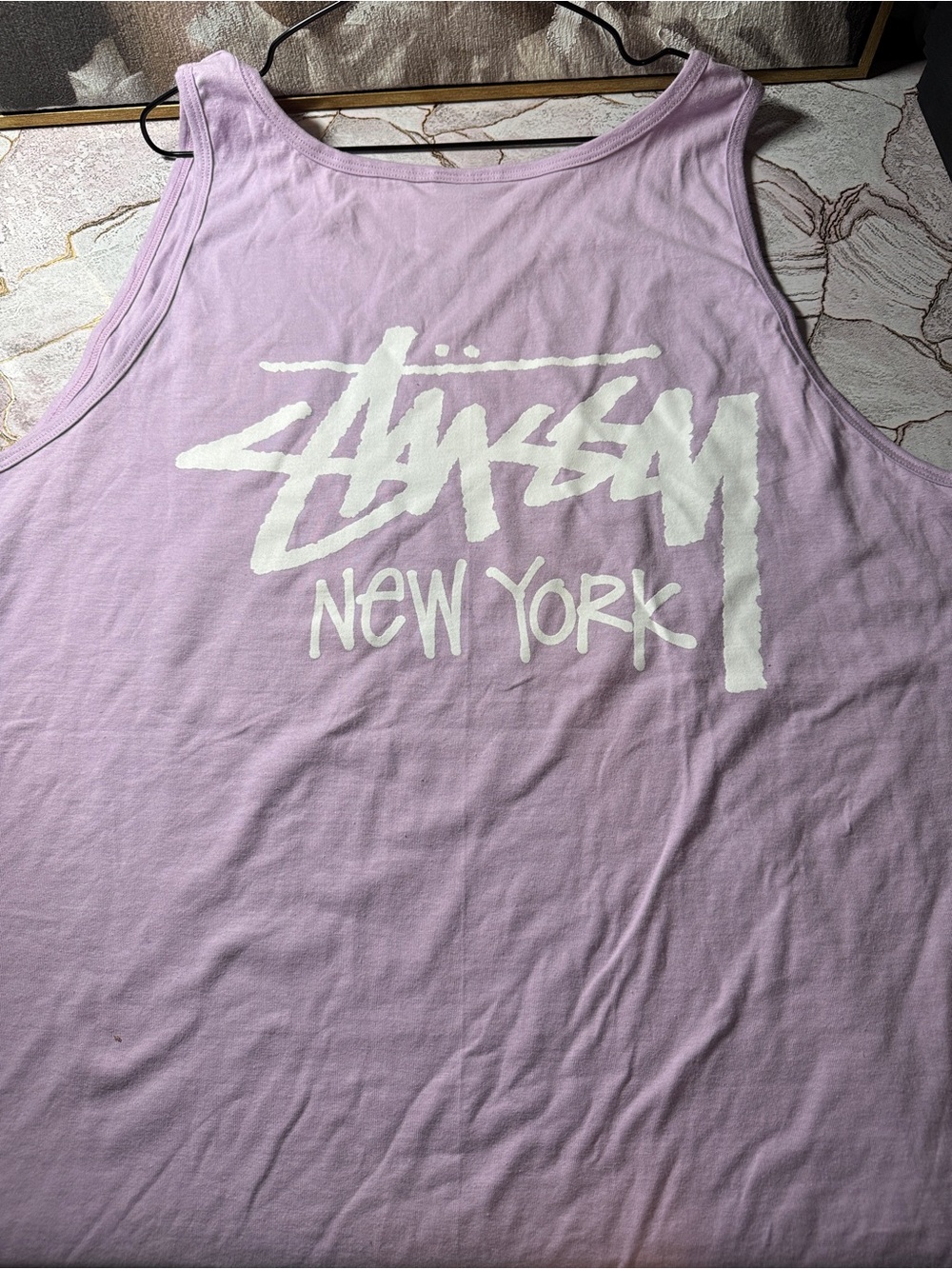 Stussy Lavender New York Graphic Tank Top